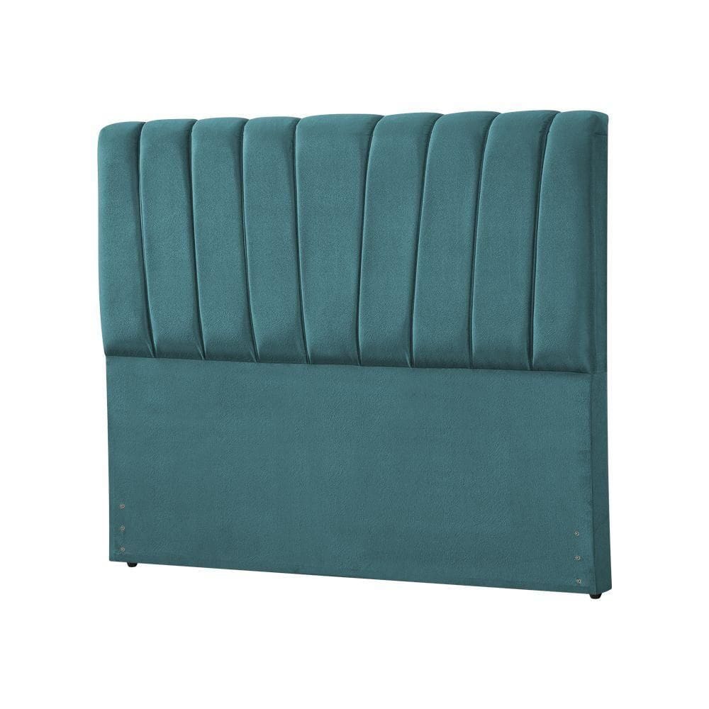 Cabeceira De Cama Box Casal Queen Estofada Americana Premium 160Cm Veludo Azul