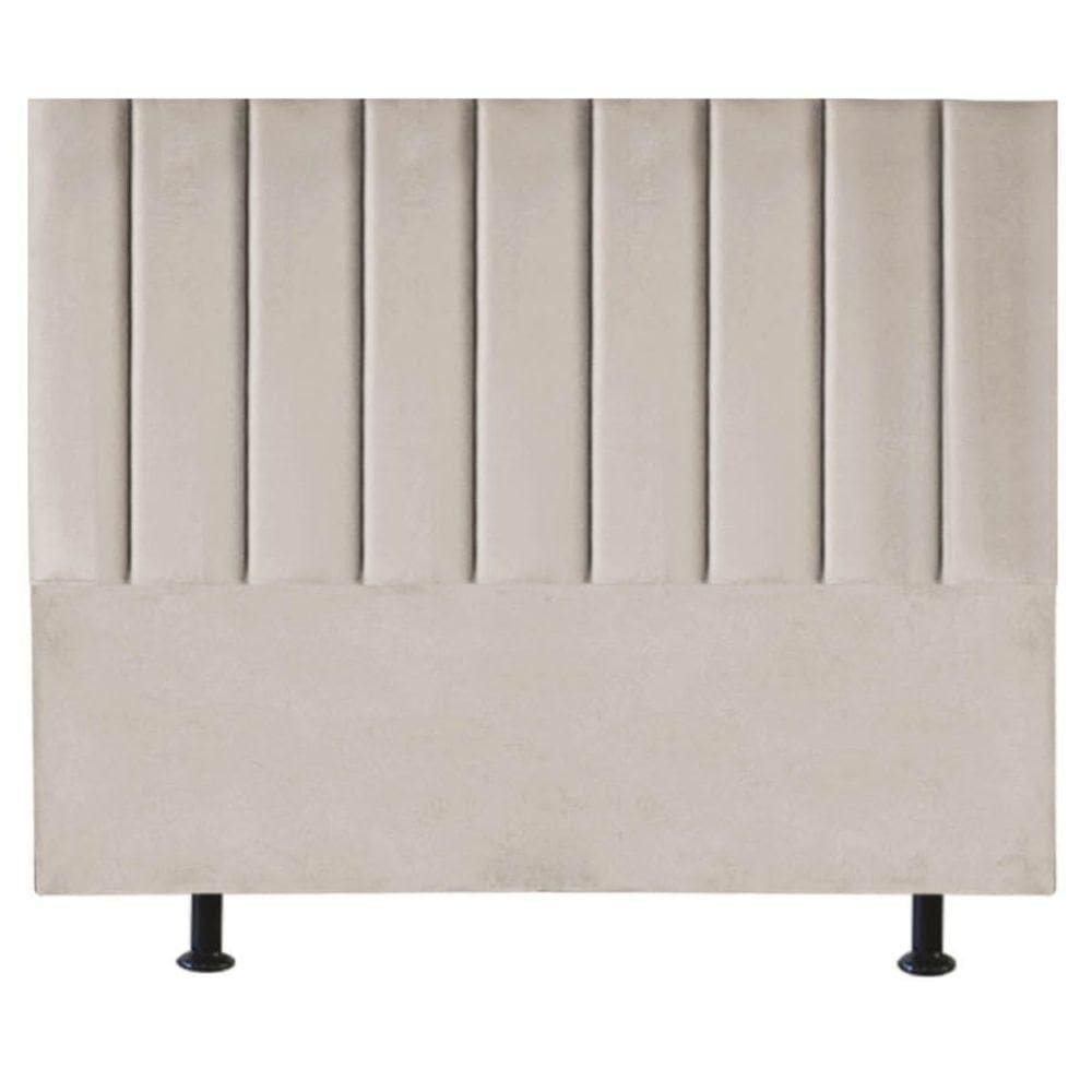 Cabeceira Estofada Cama Casal Queen Size 160 Cm Mavie Veludo bege