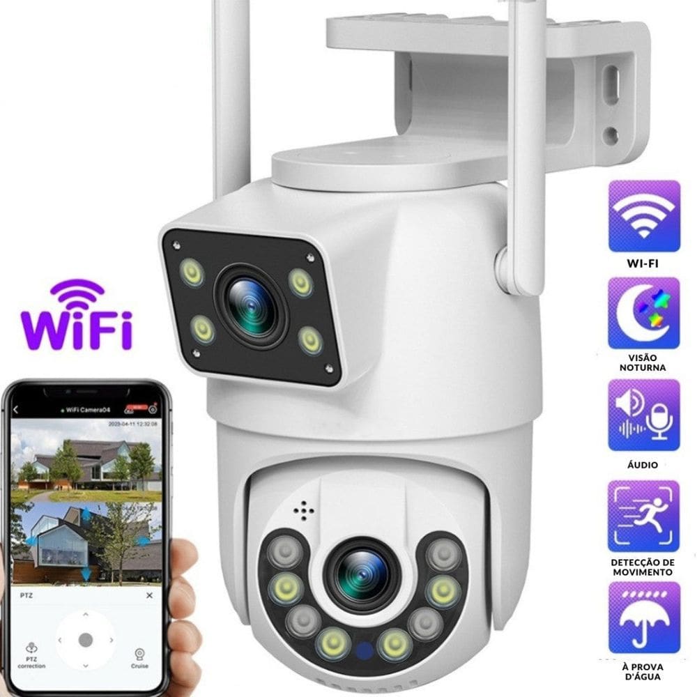 Câmera de Segurança Lente Dupla APP YOOSEE IP66 WiFi 360° Techguia