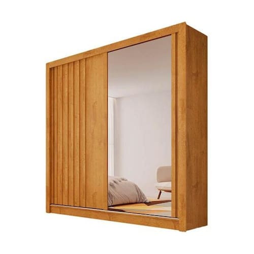 imagem-Guarda-roupa Made Marcs Lugano 2 Portas De Correr 4 Gavetas 1 Ripada 1 Espelhada Peroba 100% Mdf - Blush