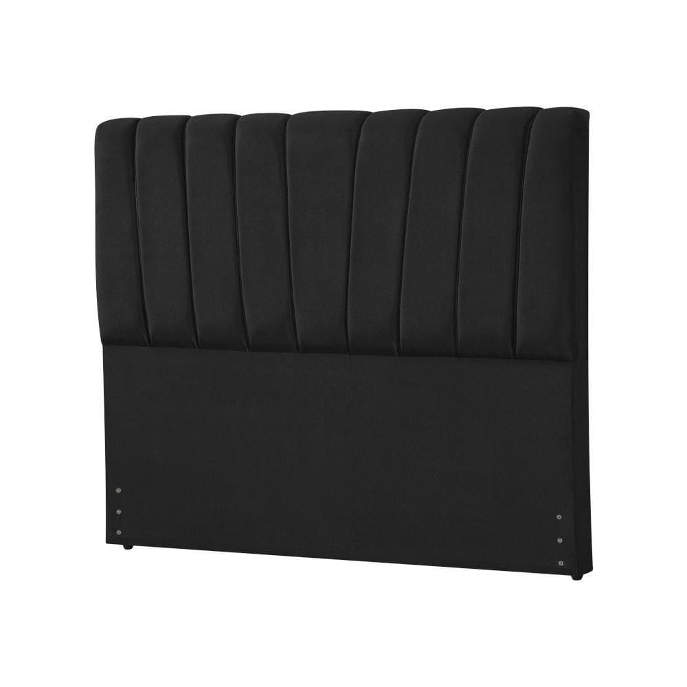 Cabeceira De Cama Box Casal Queen Estofada Americana Premium 160Cm Veludo Preto - Cor: Preto