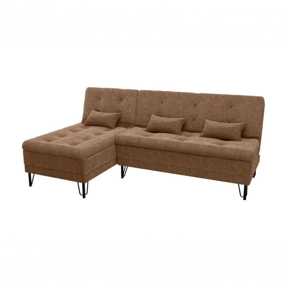 Sofá Cama com Chaise 3 Lugares 2,00 Mts Nice Matrix Marrom