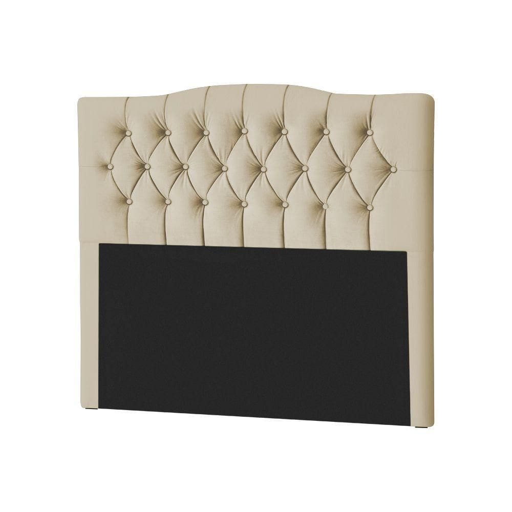 Cabeceira Casal Estofada Capitonê Lari 160Cm Veludo Bege - Cor: Preto