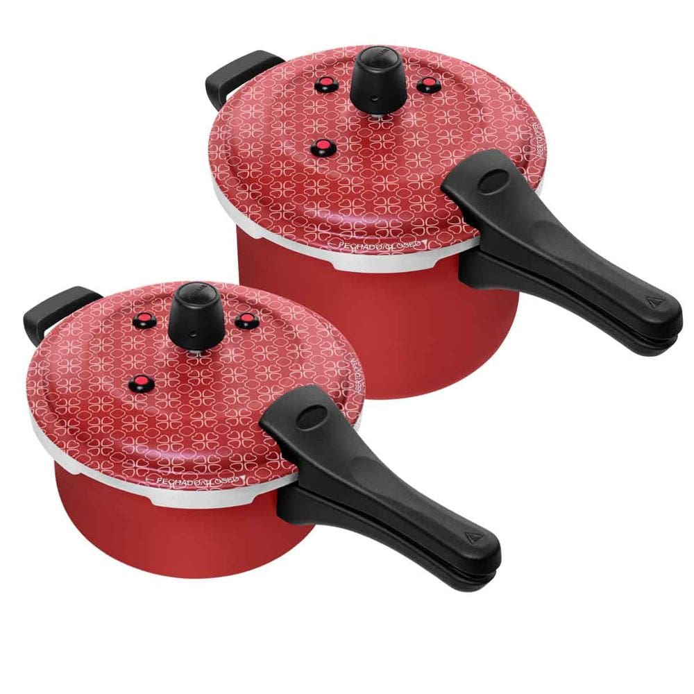 Kit Com Duas Panelas De Pressão 3 E 5 Litros Antiaderente Fechamento Externo Patolux