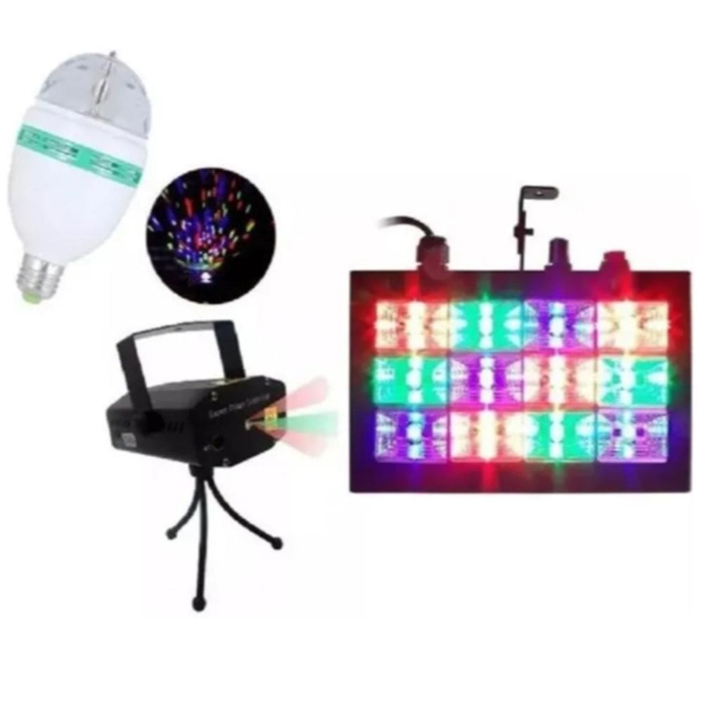Kit Jogo de Luz iluminação para festa Strobo Lase