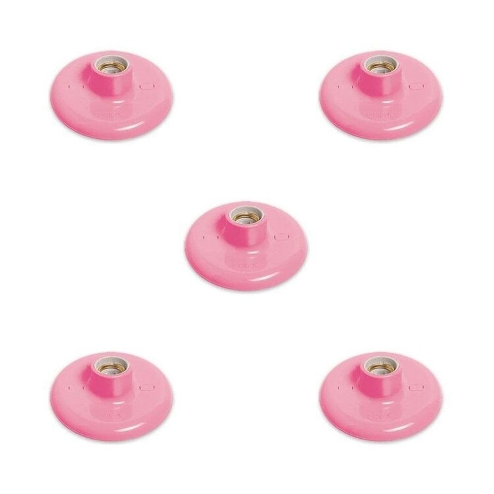 Conjunto de 5 Plafon Redondo de Sobrepor 100w Bocal Porcelana E27 Rosa