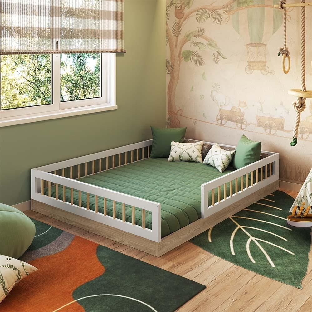 Cama Infantil Montessoriana Casal Aveiro Oak Branco