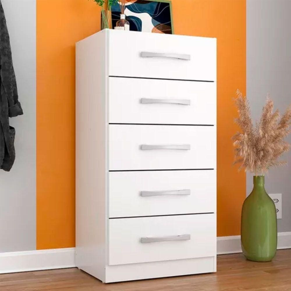 Cômoda Savana 5 Gavetas Em Mdp De 12mm Rodial Branco