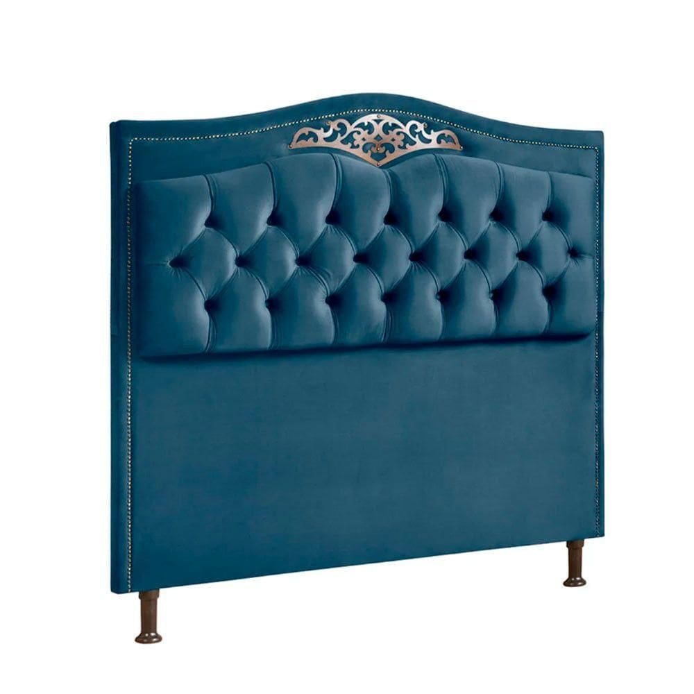 Cabeceira Holanda 140cmcasal Veludo Shop Das Cabeceiras Azul
