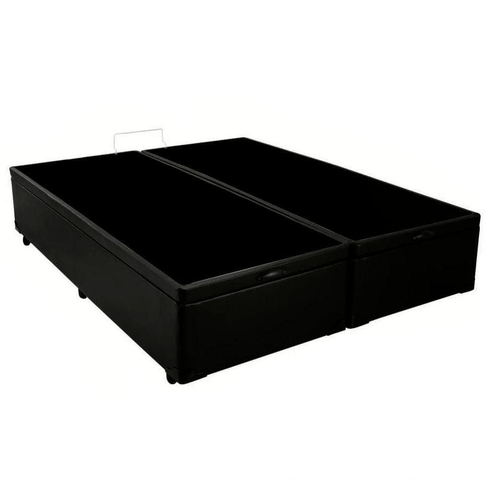 Cama Box Baú Casal Bipartido Sintético Sereneprime Preto 138x188x44