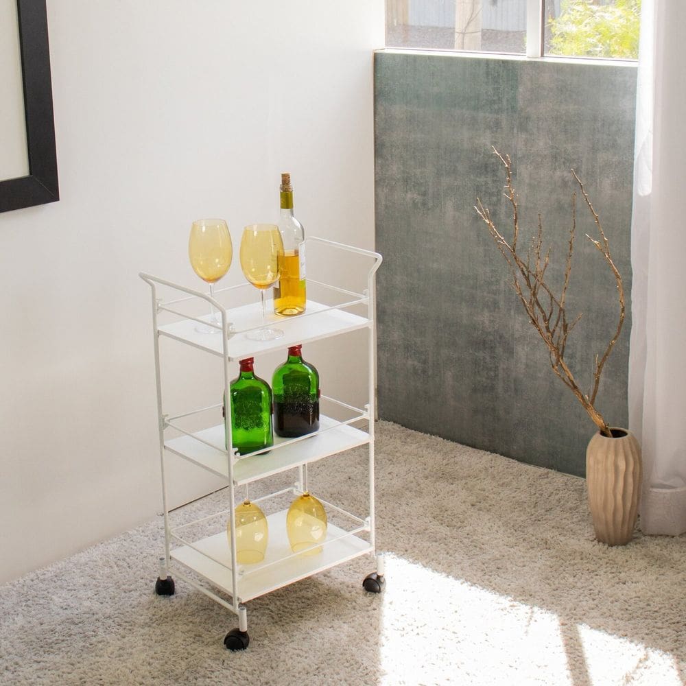 Carrinho de Bebidas Decorativo Retangular Branco