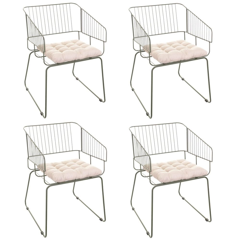 Conjunto com 4 Cadeiras para Sala de Estar Texas Verde Oliva/Bege