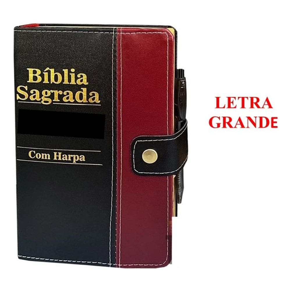 Bíblia Pentecostal Assembleia Batista Sagrada Letra Grande - 16x12cm Botão Bolsa - Harpa Índice Evangélica