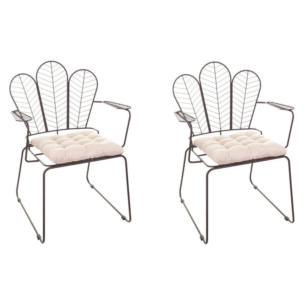 Conjunto com 2 Cadeiras para Sala de Estar Vegas Aço Corten/Bege