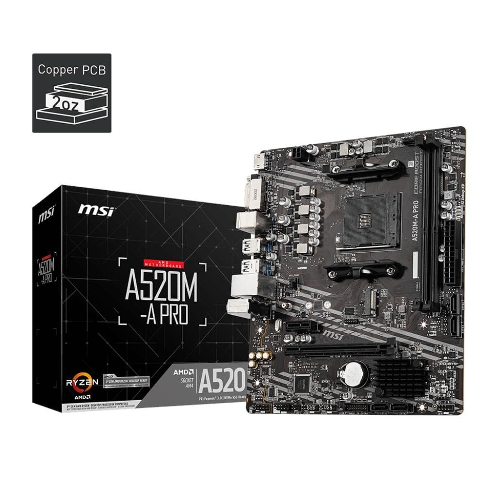 Placa Mae AM4 MSI A520M-A PRO  MSI