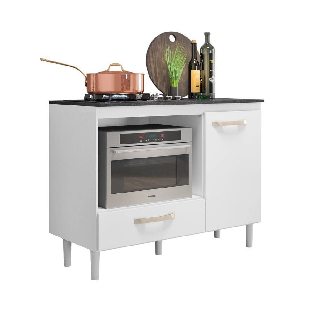 Balcão para Cooktop e Forno Fit com Porta Branco Nicioli