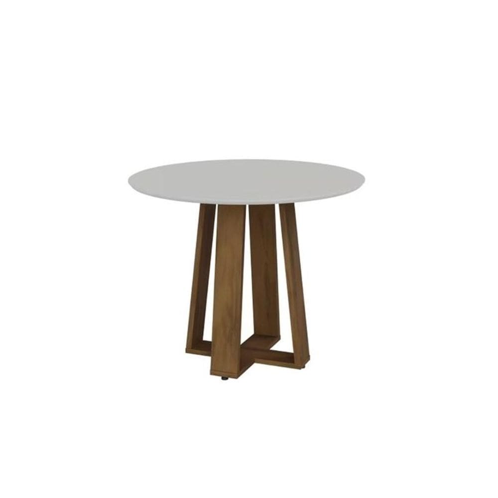 Mesa de Jantar Redonda Athenas Branco e Cedro