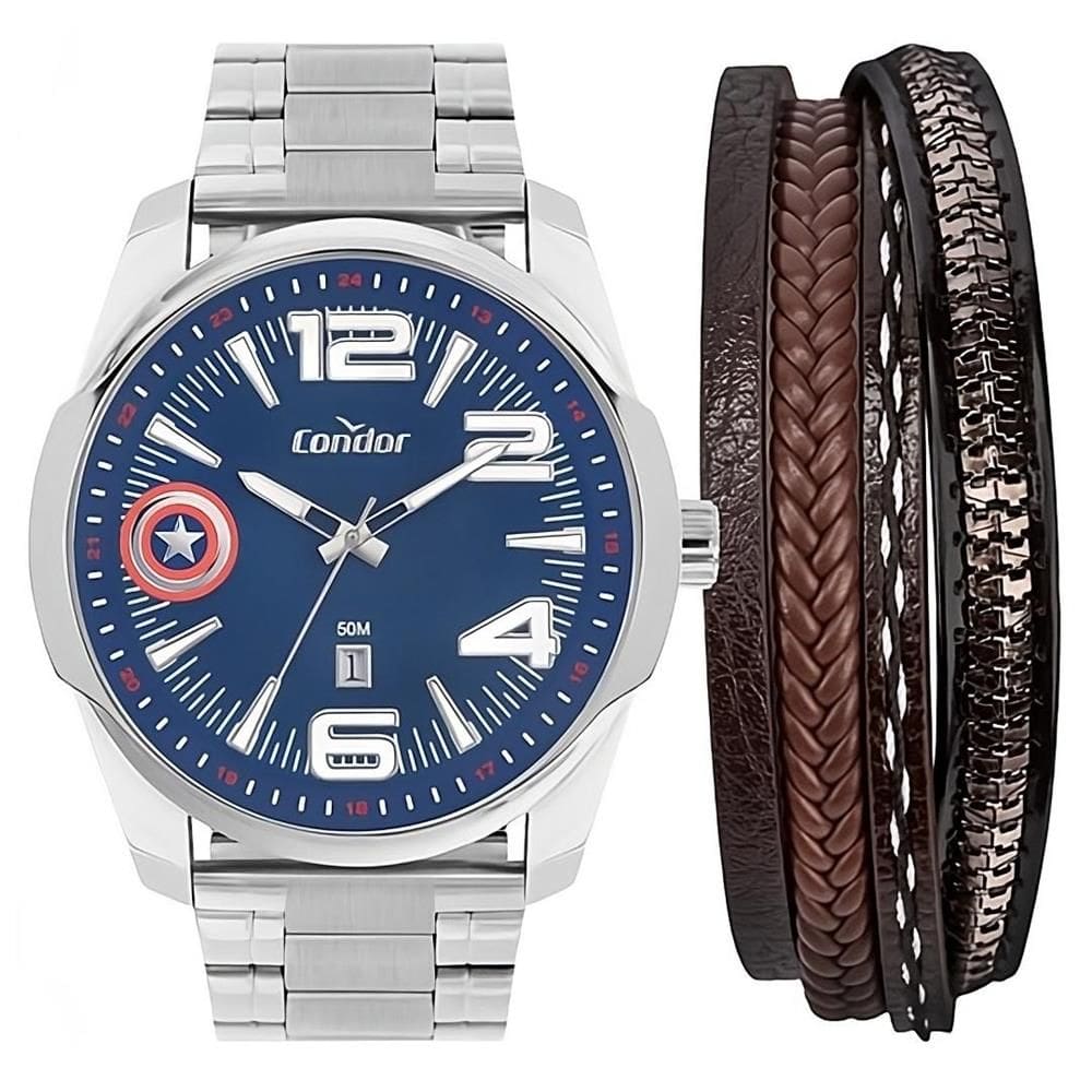 Relógio Condor Masculino Ref: Co2115mzm/ki4a Prateado Capitão América