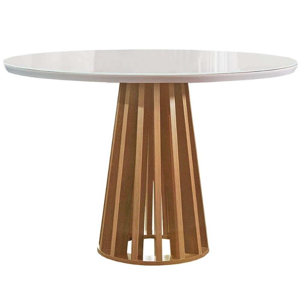 Mesa Berlim Redonda 100x100 Cel Móveis Cor Cinamomo Off White
