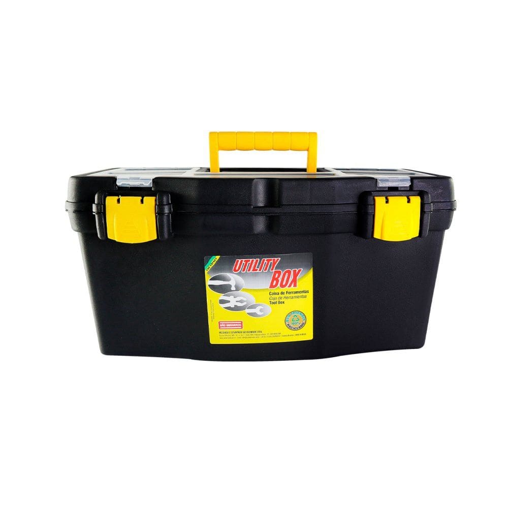 Caixa de Ferramentas Grande Preta com Alça 50x25cm
