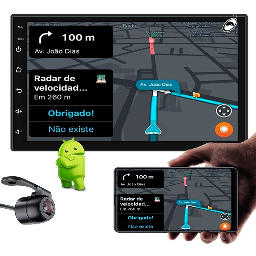 Multimídia 2 Din 7" Polegadas H-Tech HT-7210CA Android + Câmera de Ré