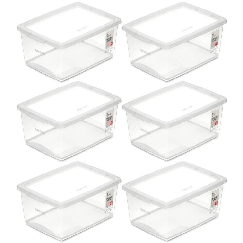 Kit 6 Caixas Organizadoras com Tampa 7,5L Empilháveis Ordene Maquiagem Brinquedos