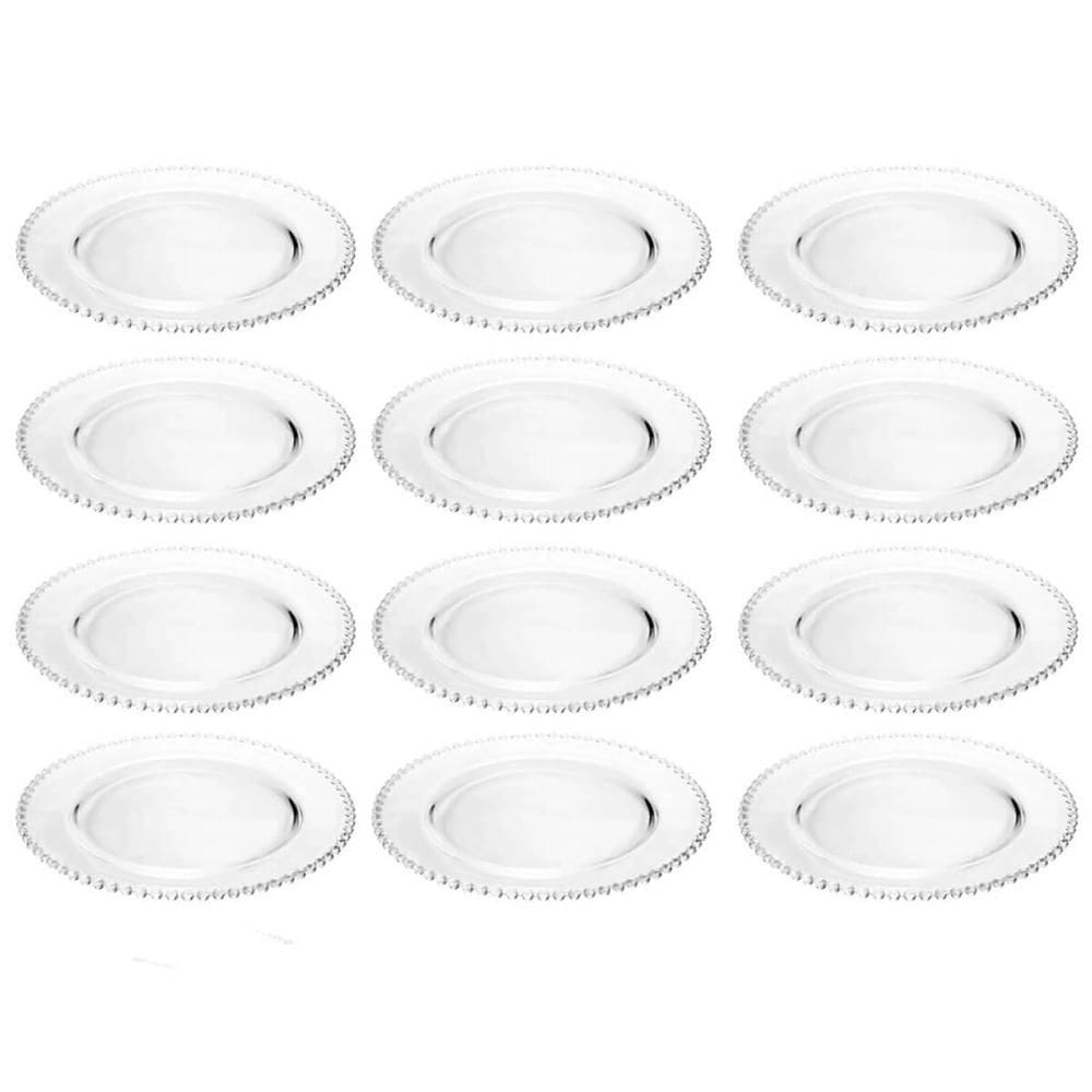 Kit 12 Sousplat de Cristal Wolff 32cm Mesa Posta Lugar Americano Redondo Eventos