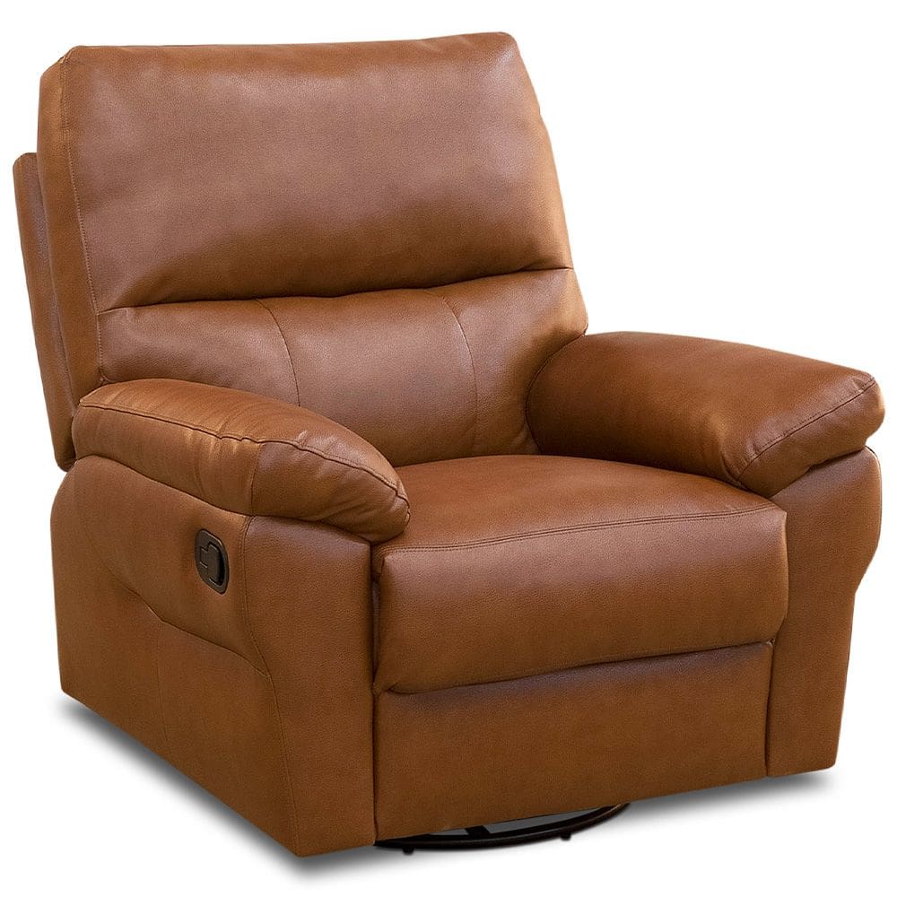 Poltrona do Papai Reclinável Elétrica e Giratória Oliver D06 Couríssimo Camel - Lyam Decor