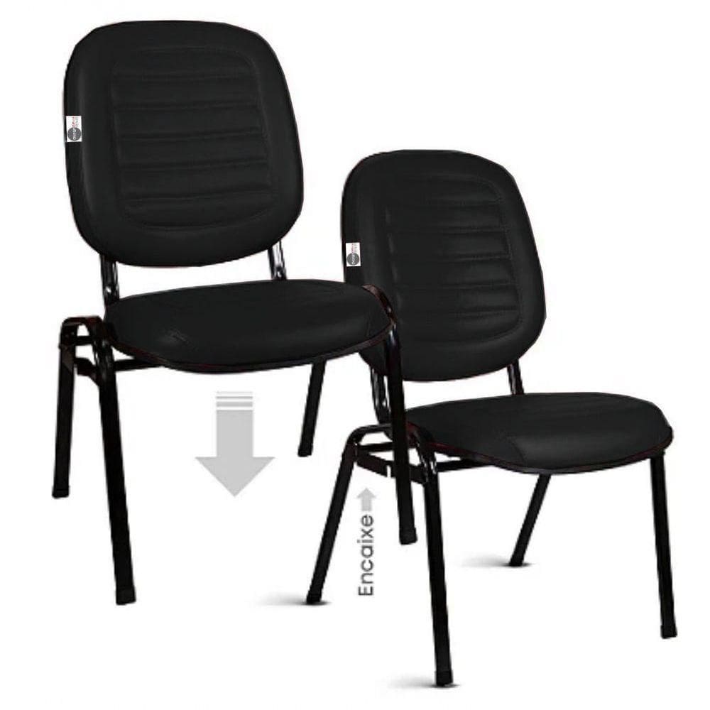 02 Cadeiras Empilhável Para Igrejas Evangélicas Linha Holy Preto