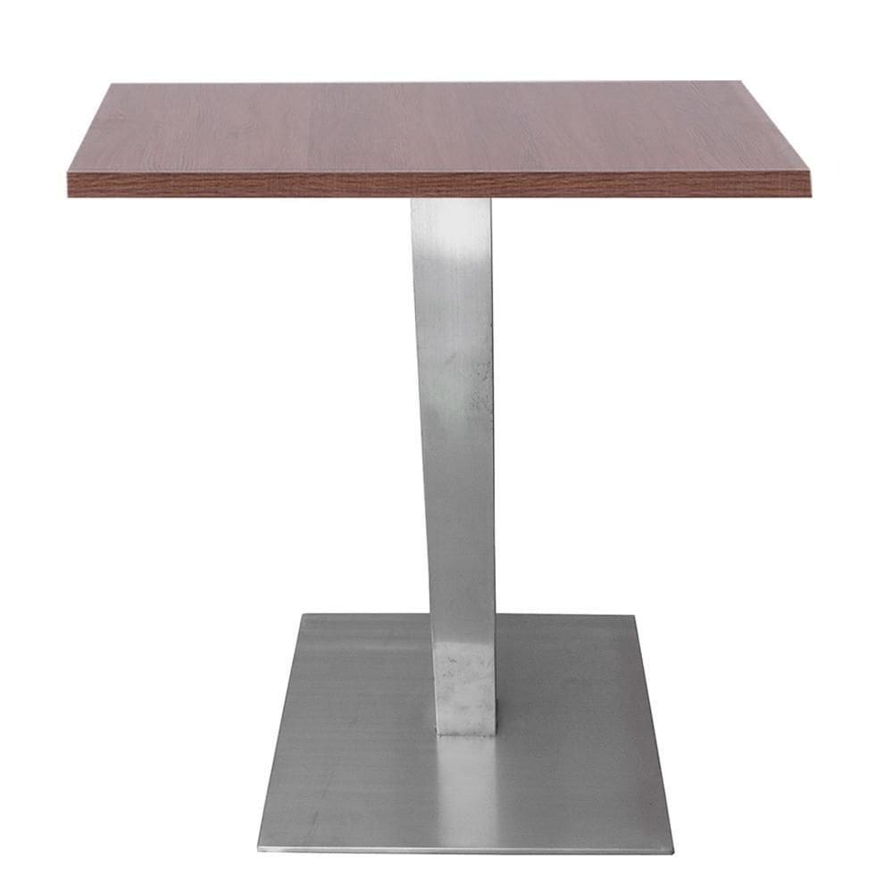 Mesa Alpha Inox 77,50 Cm (altura) Com Tampo Em Mdp Quadrado 60 Cm Imbuia