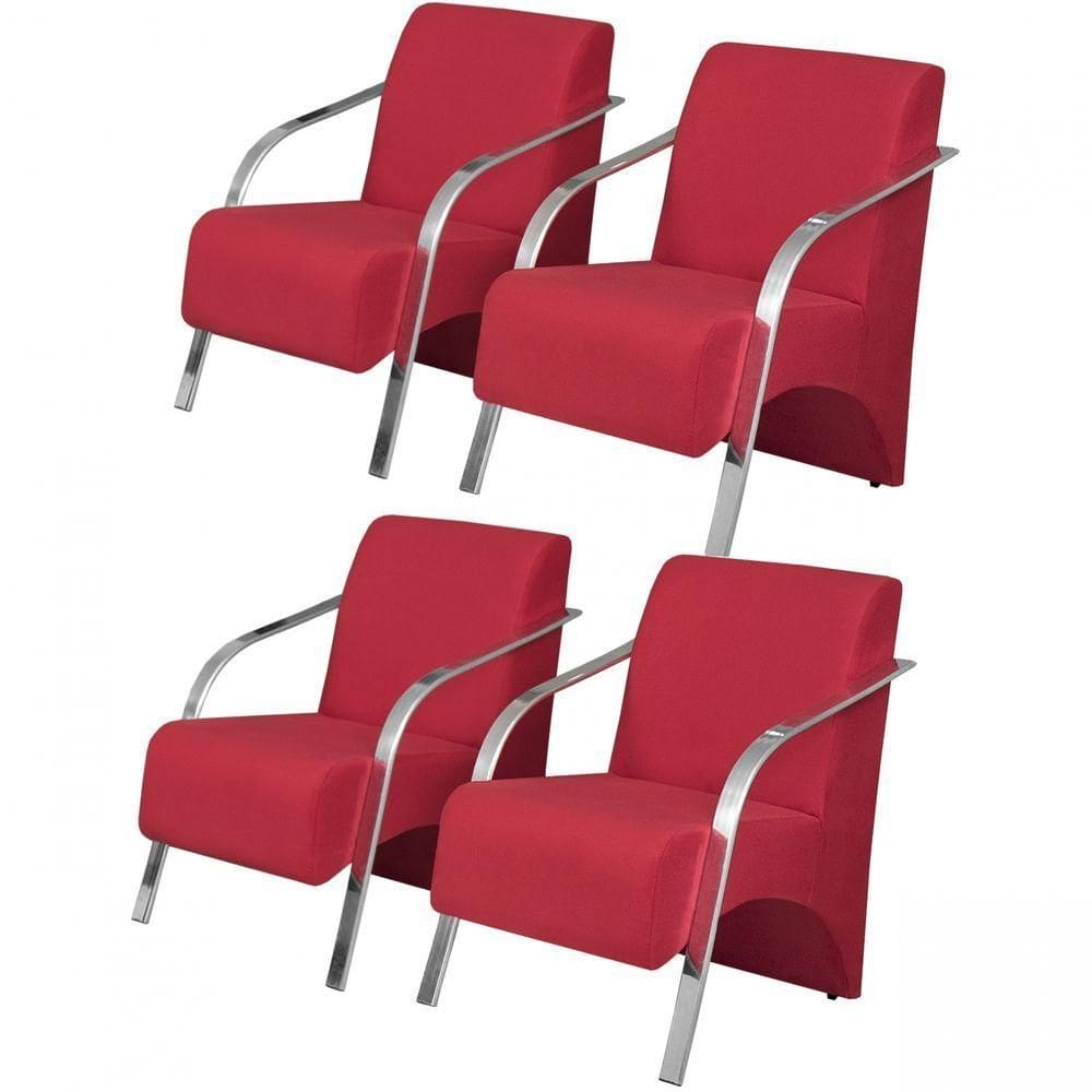 Kit 4 Poltronas Decorativas 1 Lugar Vênus Braço Pé Alumínio D Salla Suede