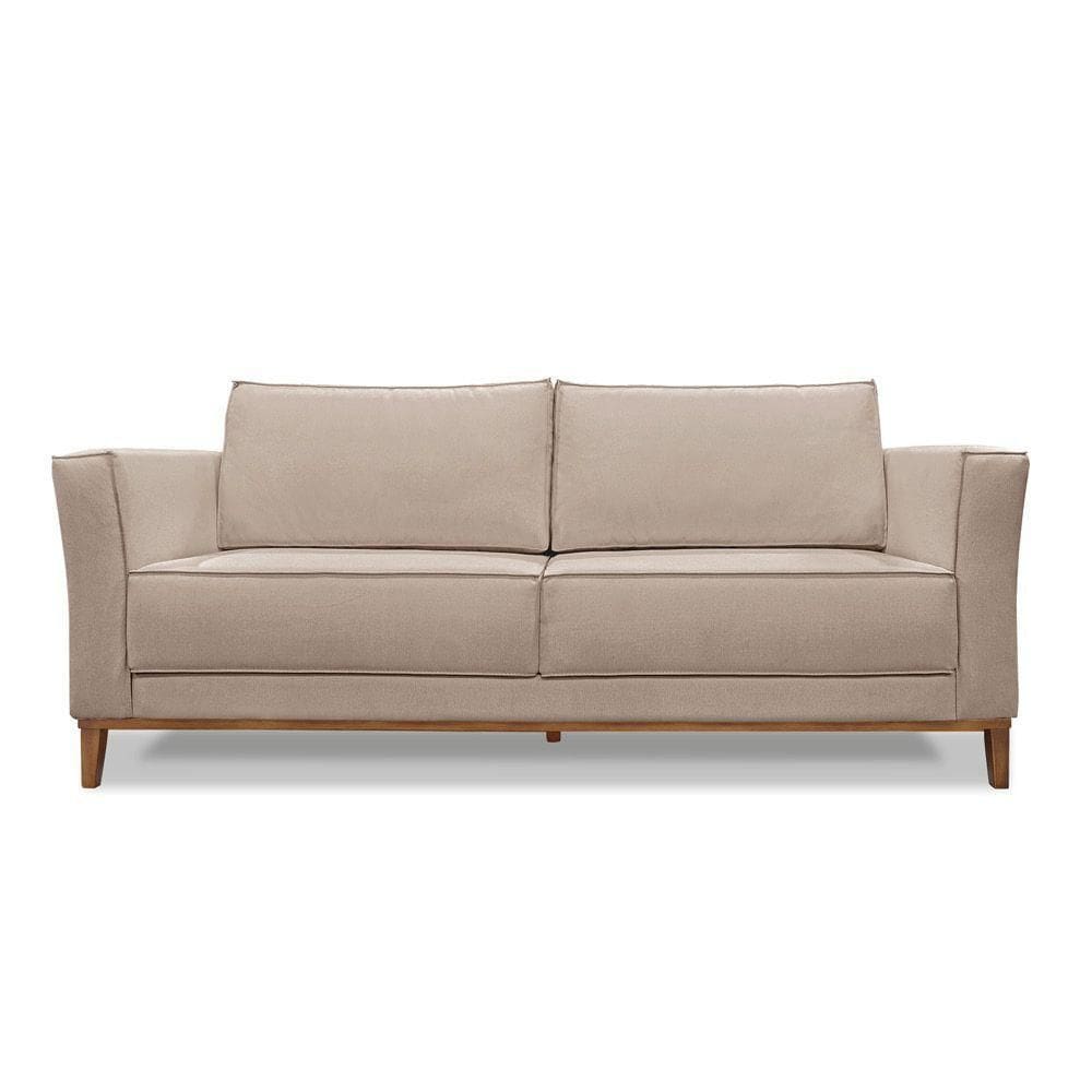 Sofá 2 Lugares Base De Madeira Grace 190 Cm Linho S04 - D`rossi Cor Areia