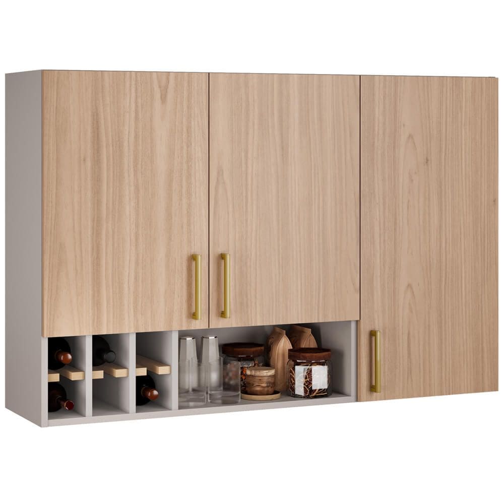 Armário Aéreo Essence 3 Portas com Adega 120cm Itatiaia