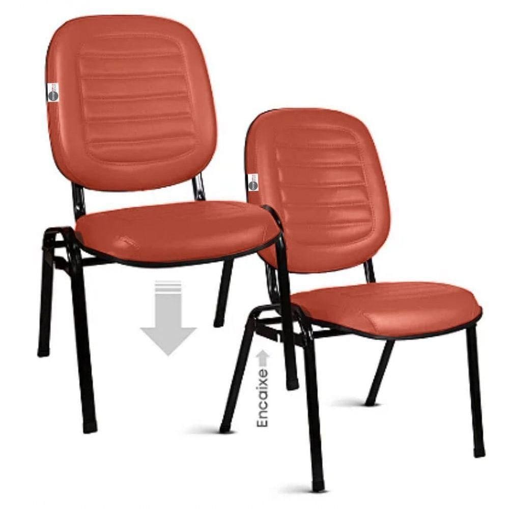 02 Cadeiras Empilhável Para Igrejas Evangélicas Linha Holy Vermelho