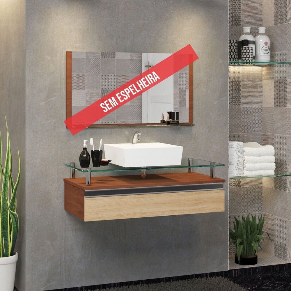 Gabinete Banheiro 60cm Ametista Marrom/Freijo