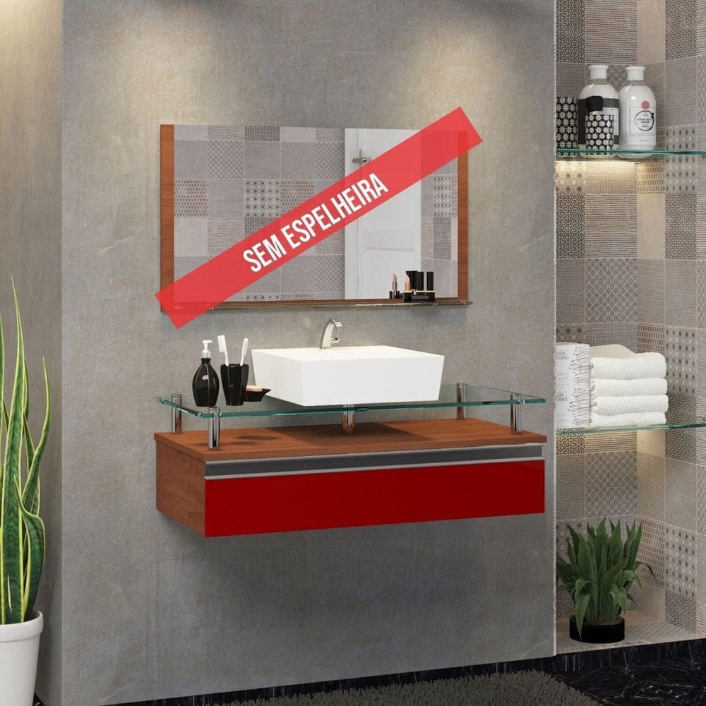 Gabinete Banheiro 60cm Ametista Marrom/Vinho