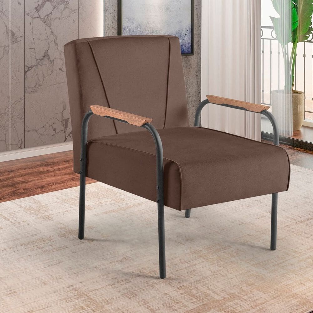 Poltrona para Sala de Estar Apolo Estilo Contemporâneo Marrom