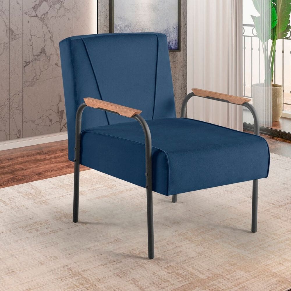 Poltrona para Sala de Estar Apolo Estilo Contemporâneo Azul Marinho