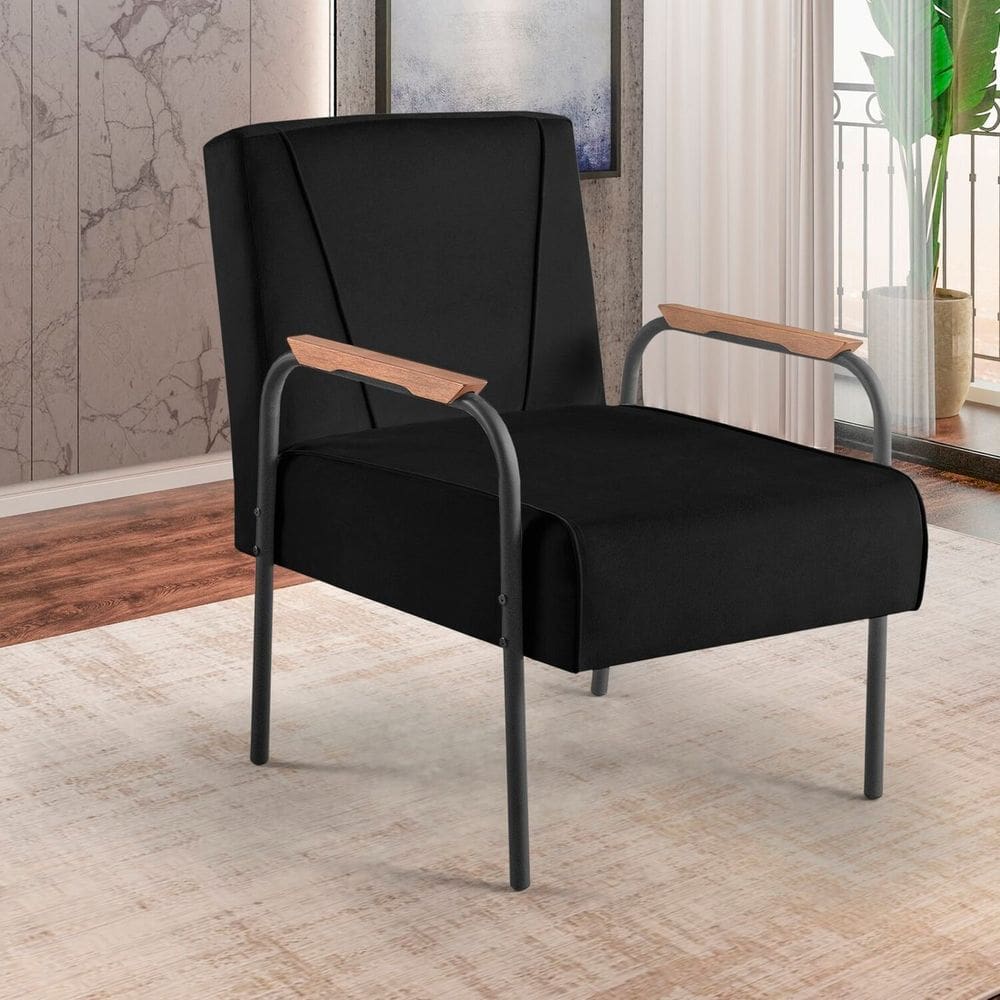 Poltrona para Sala de Estar Apolo Estilo Contemporâneo Preto
