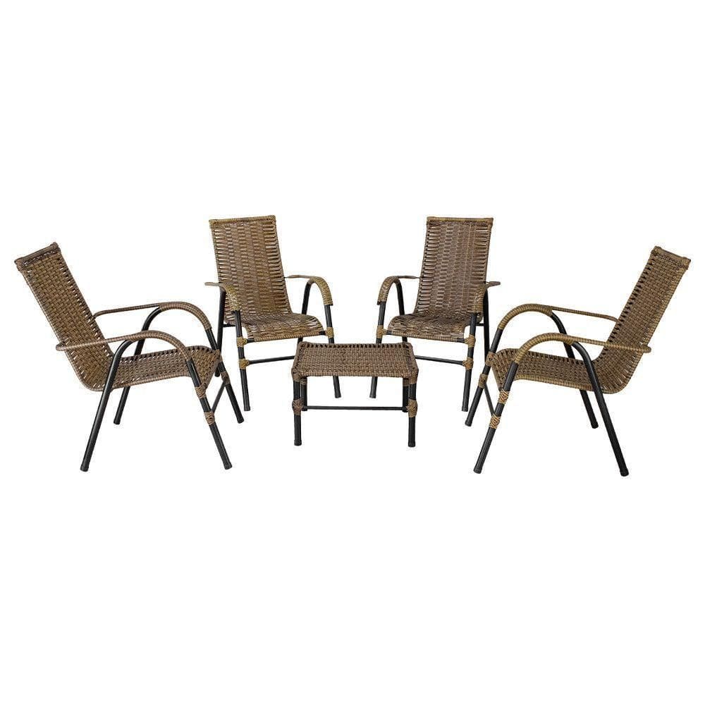 Conjunto De Mesa De Centro E 4 Cadeiras Bela Para área Externa Pequi