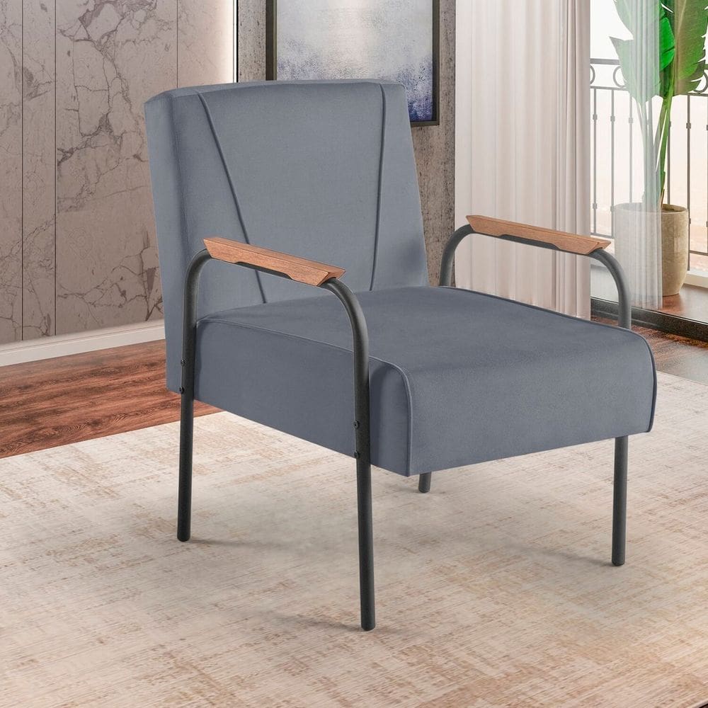 Poltrona para Sala de Estar Apolo Estilo Contemporâneo Cinza