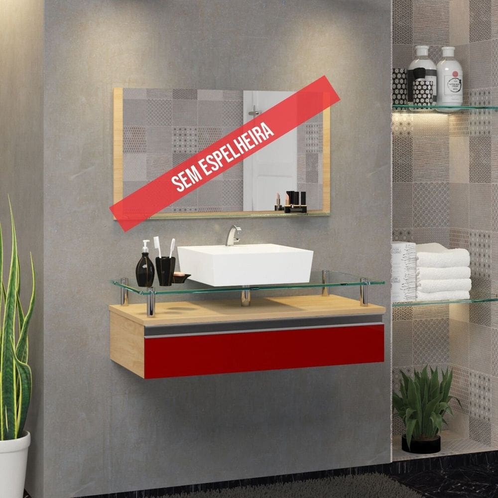 Gabinete Banheiro 60cm Ametista Freijo/Vinho