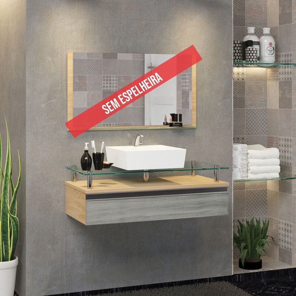 Gabinete Banheiro 60cm Ametista Freijo/Rovere