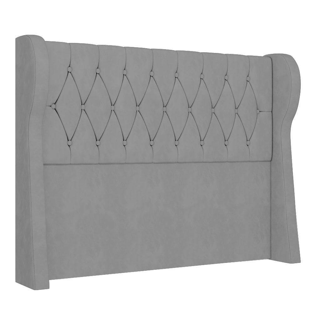 Cabeceira Casal Queen Cama Box 160cm Malva I02 Veludo Cinza Mpozenato