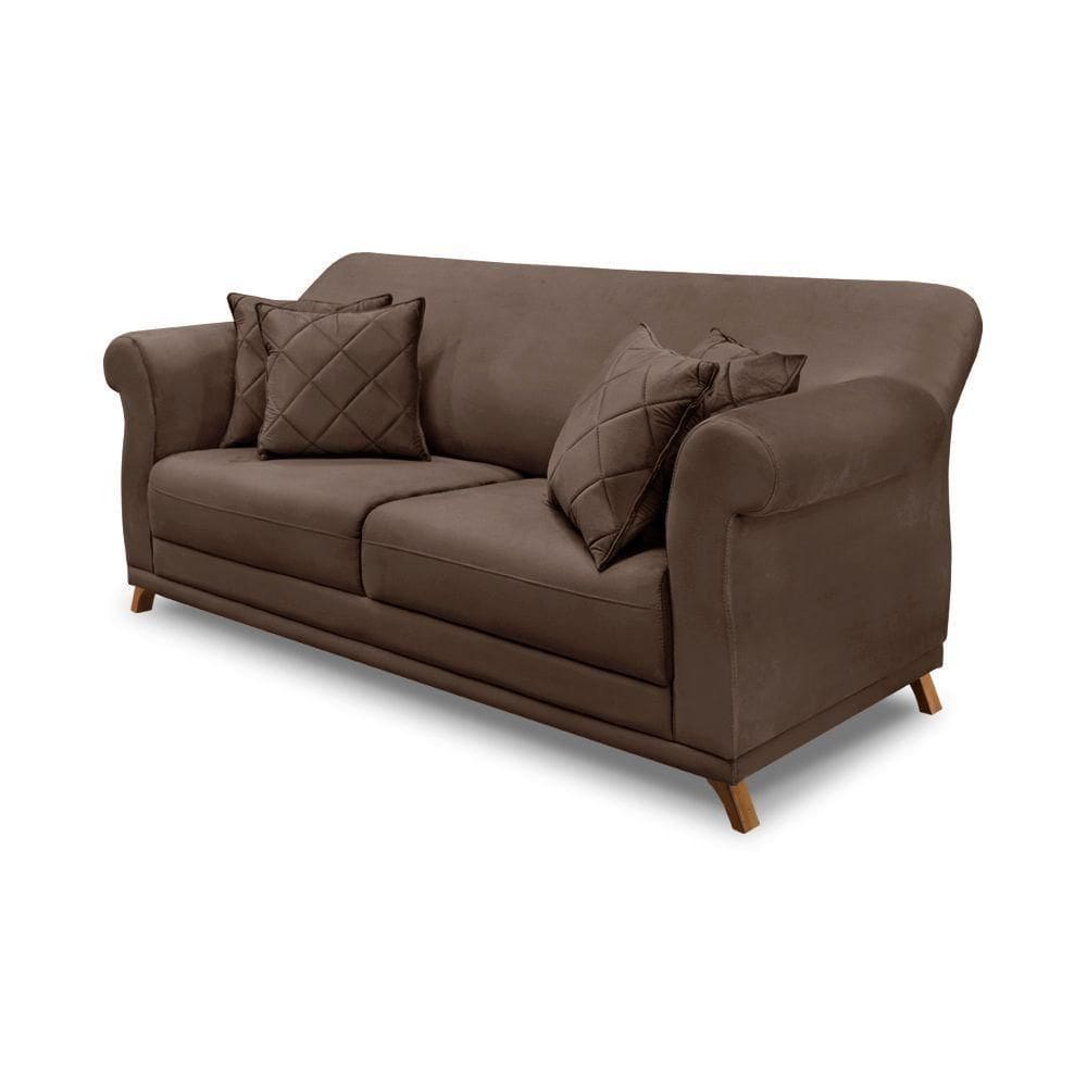 Sofá 2 Lugares Pé De Madeira Julieta 180 Cm Veludo S04 - D`rossi Cor Marrom