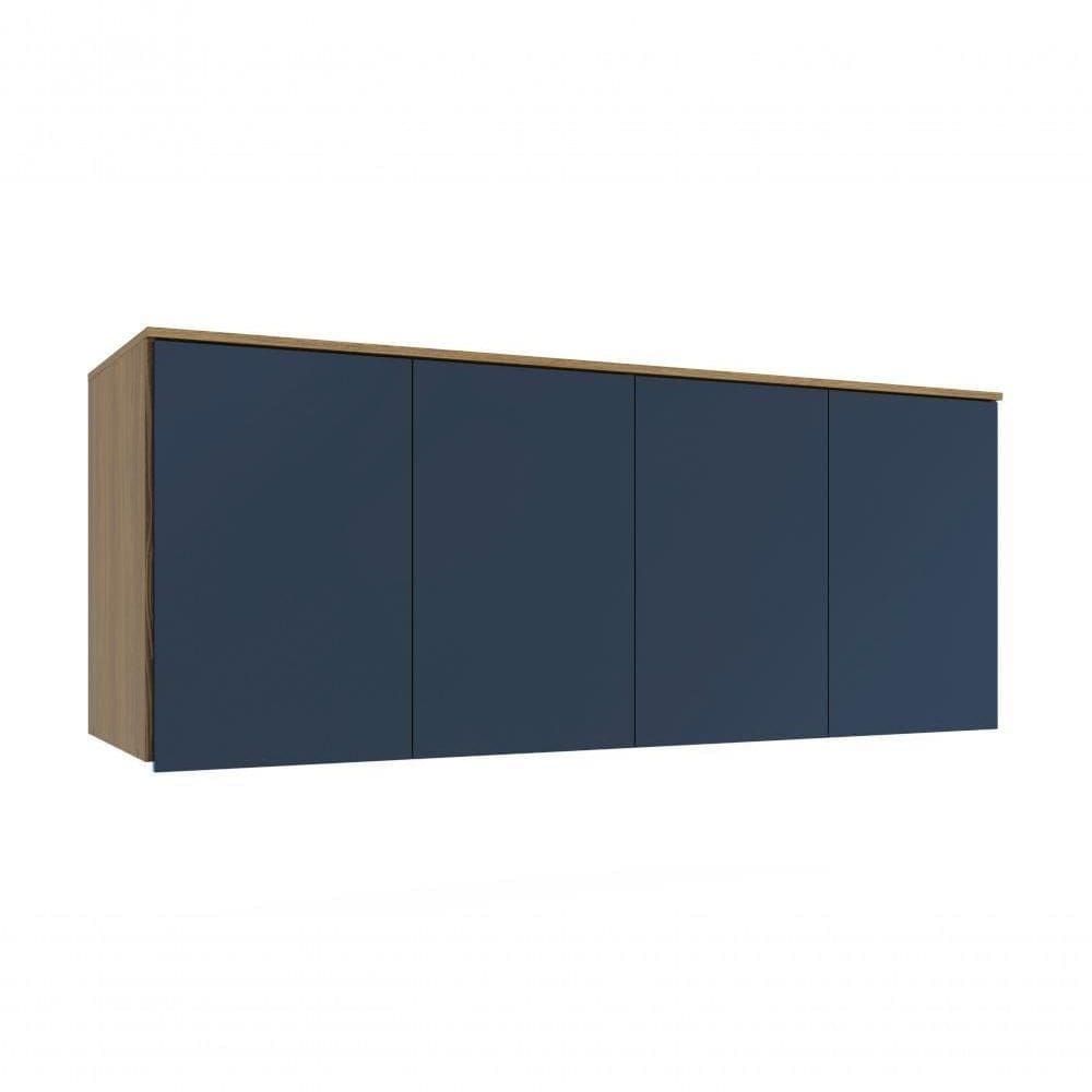 Armário Aéreo 4 Portas Kappesberg Adapt Nogueira/azul Profundo 175cm