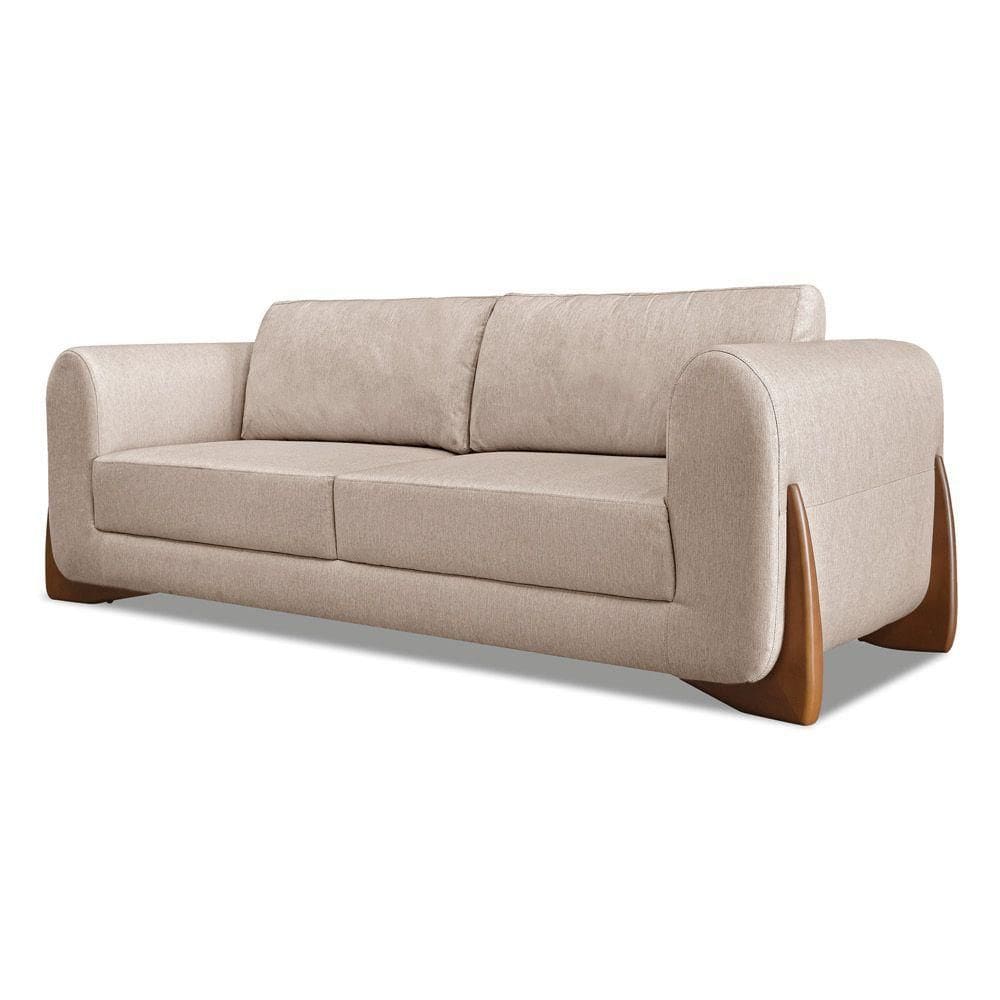 Sofá 2 Lugares Base De Madeira Clarissa 180 Cm Linho S04 - D`rossi Cor Areia