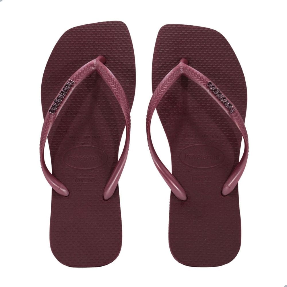 Chinelo Feminino Havaianas Slim Square Logo Met-Amaranto