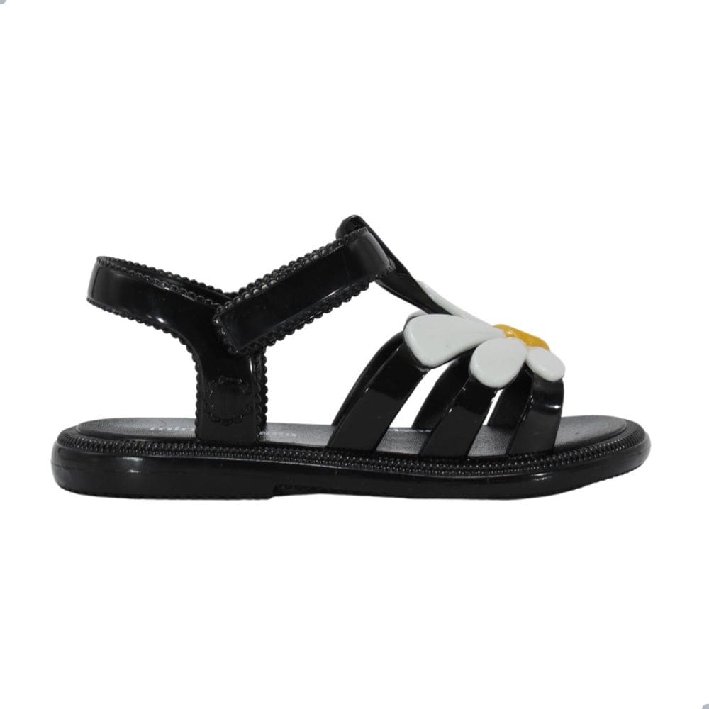 Sandália Mini Melissa Hip Bloomy Infantil Preto/Branco