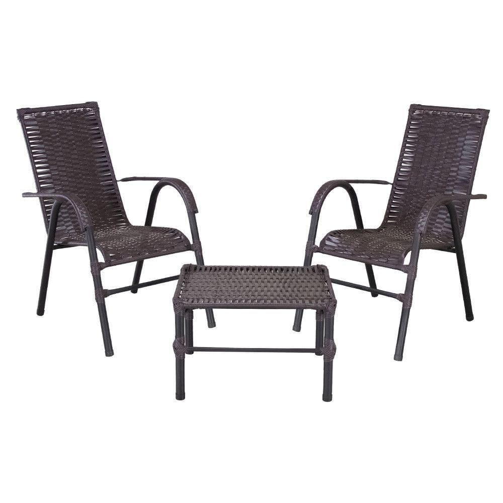 Conjunto De Mesa De Centro E 2 Cadeiras Bela Para área Externa Tabaco